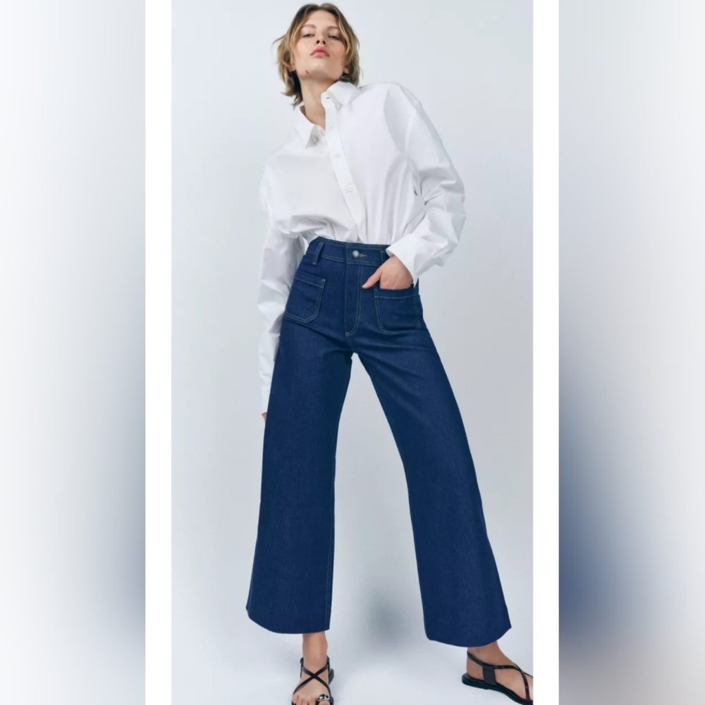 NWT ZW COLLECTION HIGH WAIST WIDE LEG JEANS BY ZARA